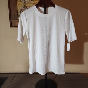 White Ribbed Women's Blouse